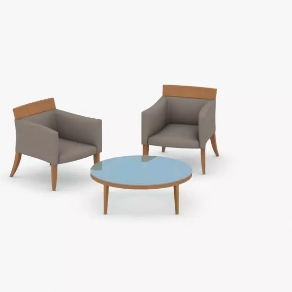 0782 - Table and Chairs Set Low-poly 3D model_0