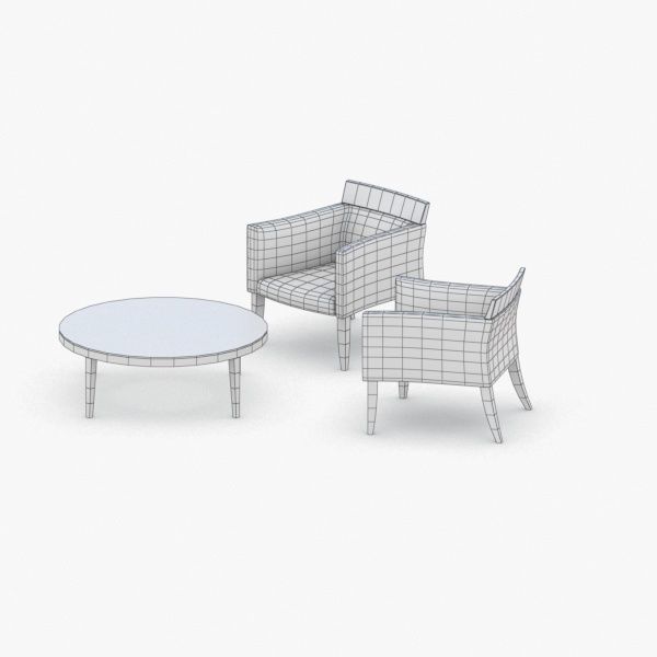0782 - Table and Chairs Set Low-poly 3D model_2