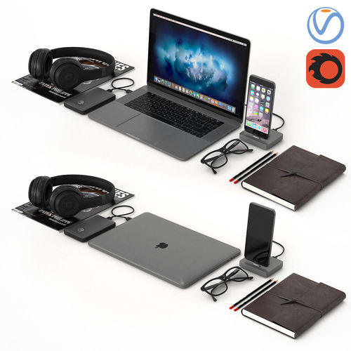 Workplace Space Gray MacBook  3D model