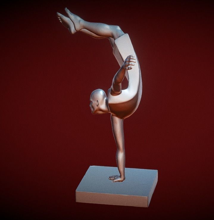 Acrobat statue of man doing handstand 3D print model_1