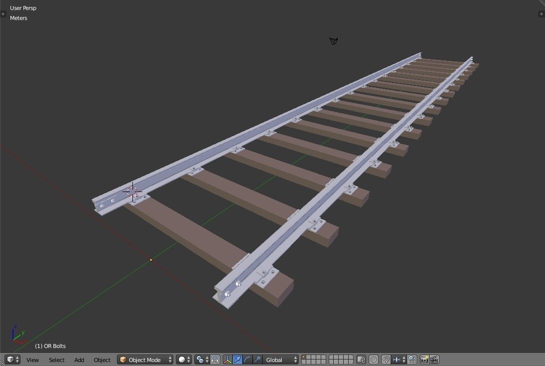 Railroad Track - Broad Gauge - Tileable Low-poly 3D model_17