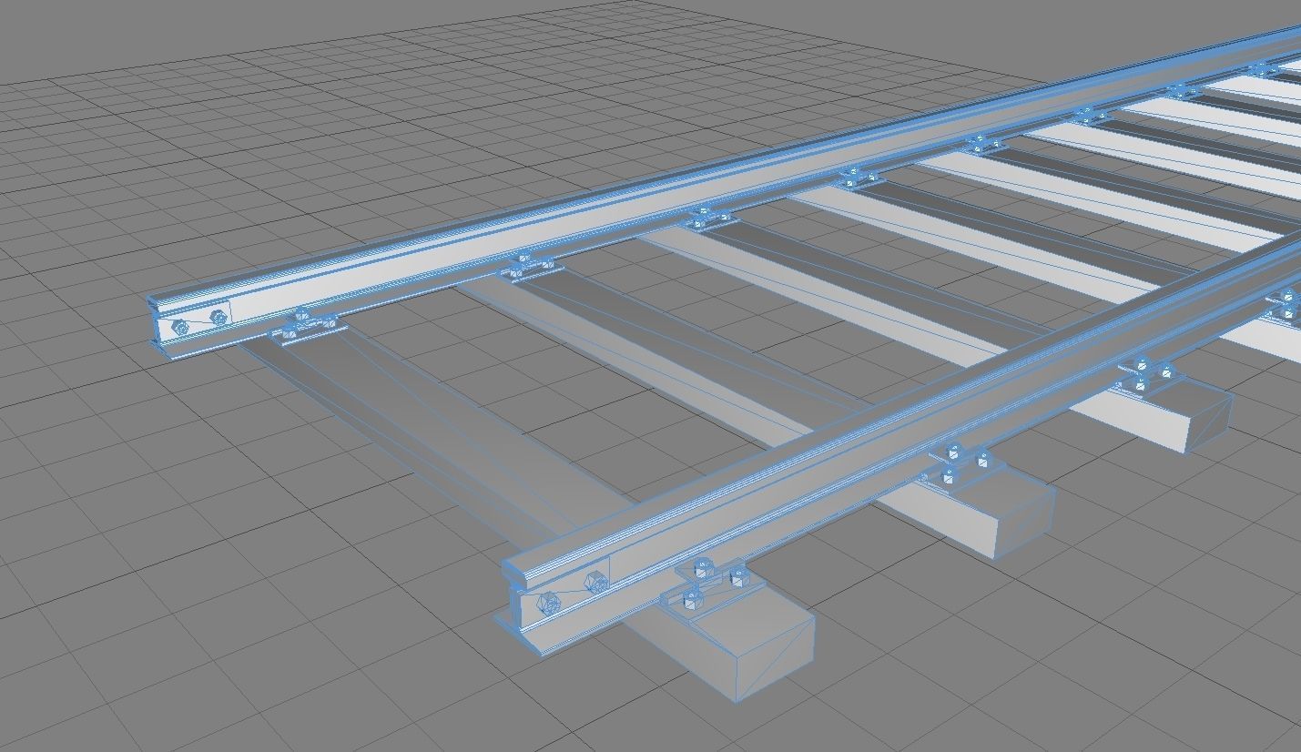 Railroad Track - Broad Gauge - Tileable Low-poly 3D model_14