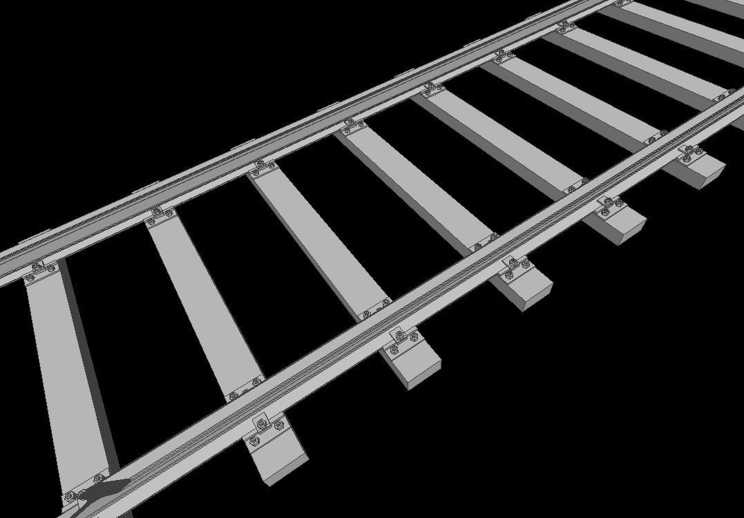 Railroad Track - Broad Gauge - Tileable Low-poly 3D model_9