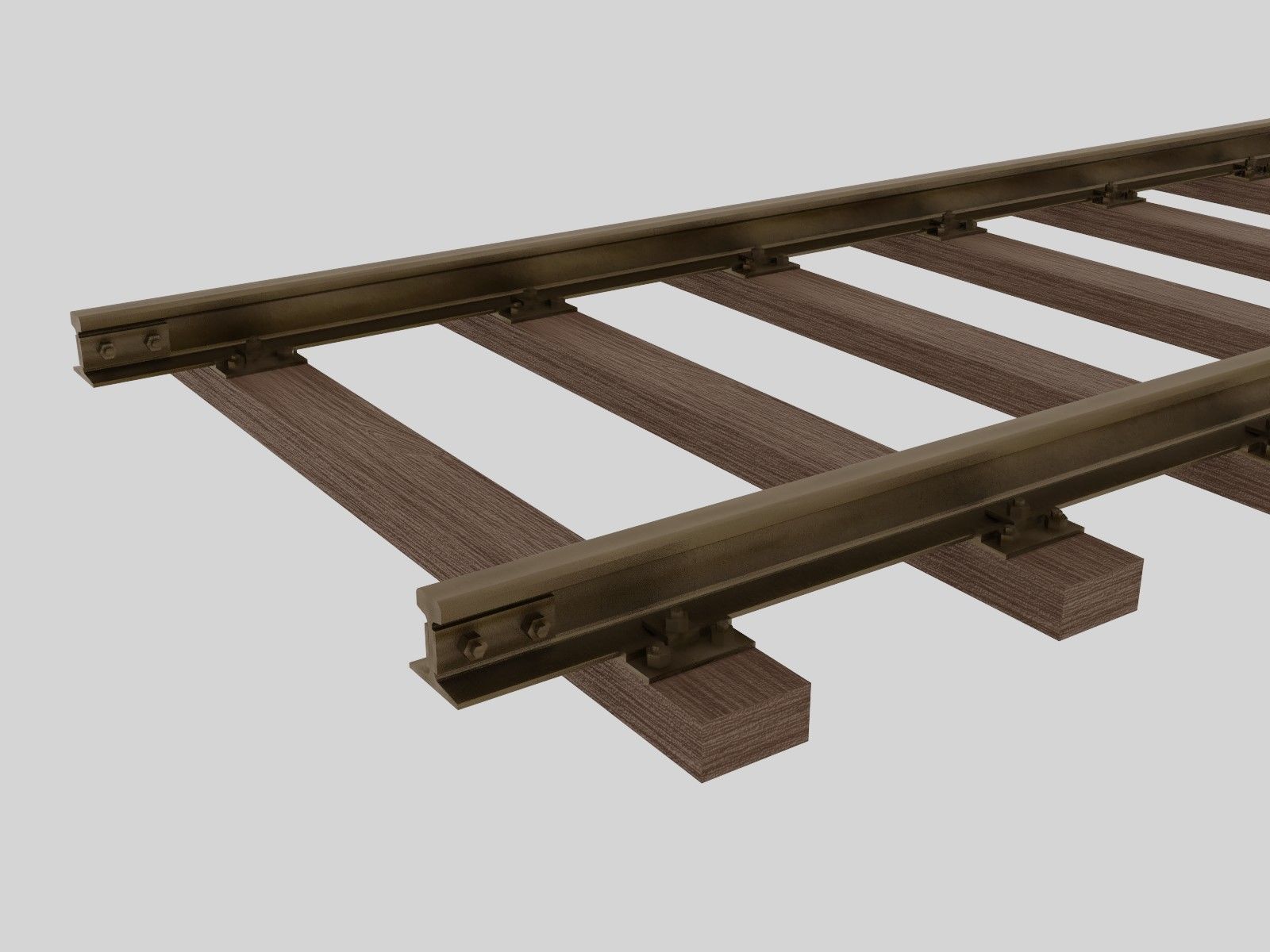 Railroad Track - Broad Gauge - Tileable Low-poly 3D model_2