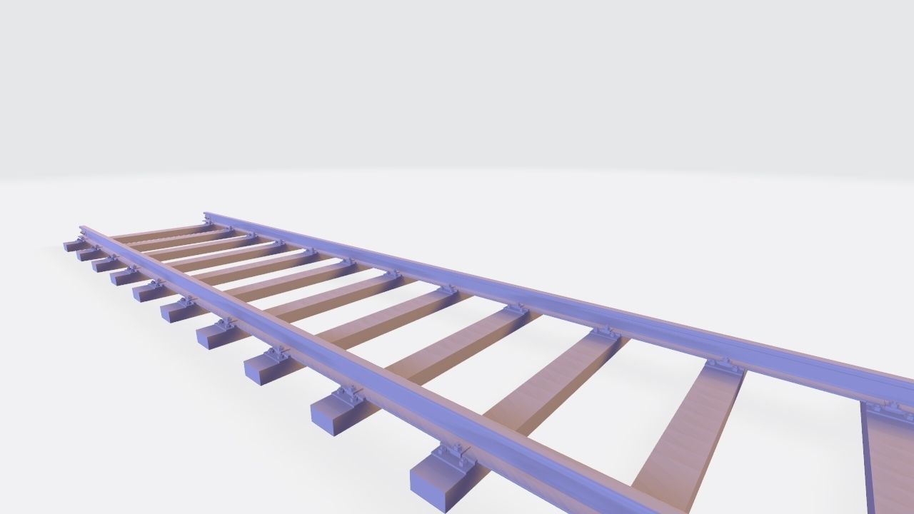 Railroad Track - Broad Gauge - Tileable Low-poly 3D model_10
