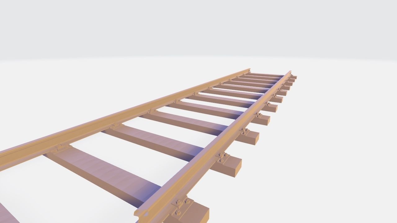 Railroad Track - Broad Gauge - Tileable Low-poly 3D model_11