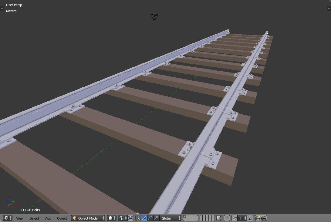 Railroad Track - Broad Gauge - Tileable Low-poly 3D model_18