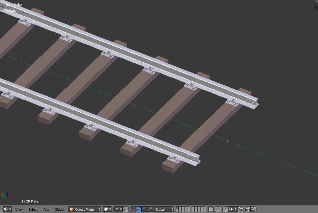 Railroad Track - Broad Gauge - Tileable Low-poly 3D model_15