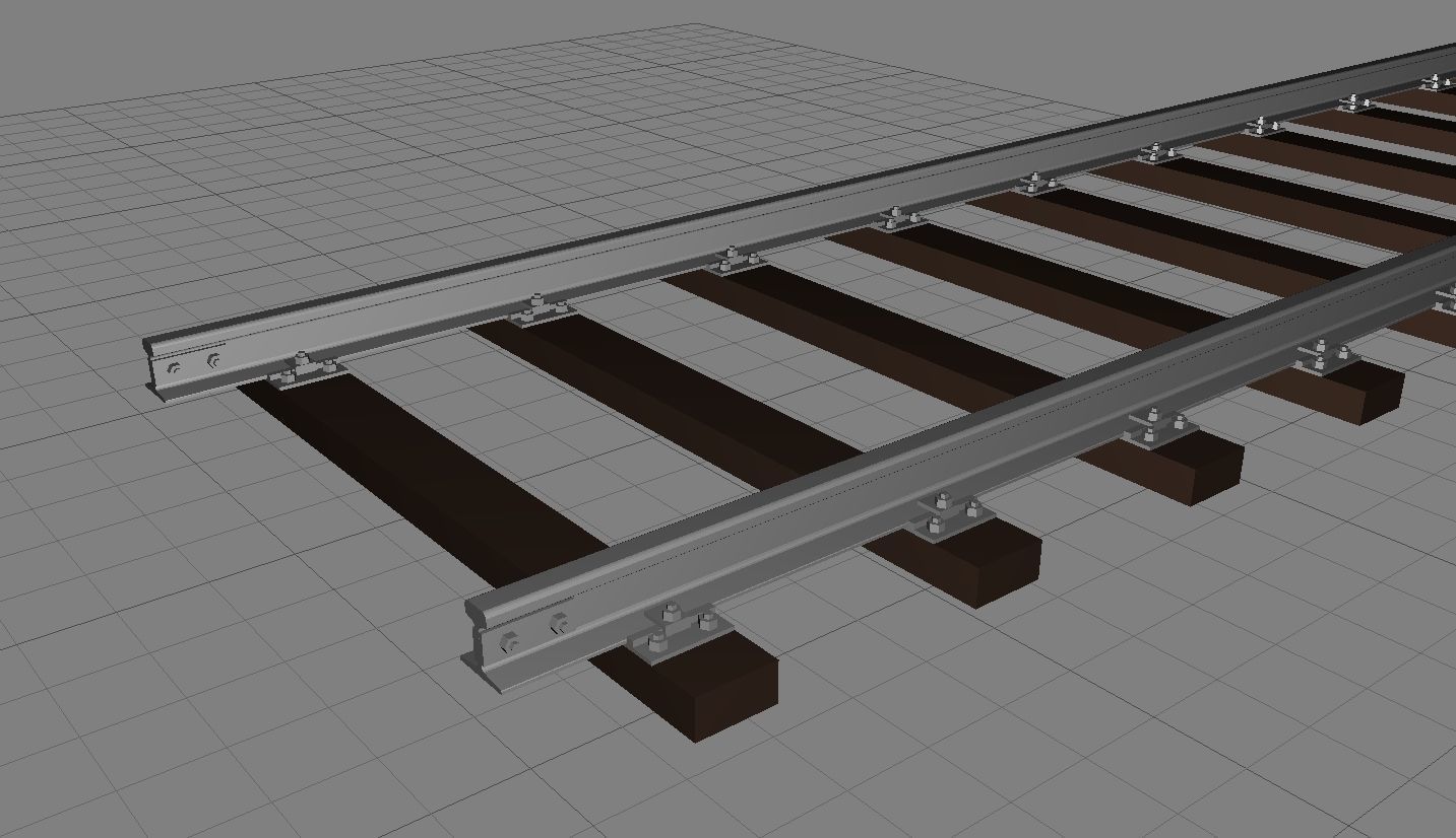 Railroad Track - Broad Gauge - Tileable Low-poly 3D model_8
