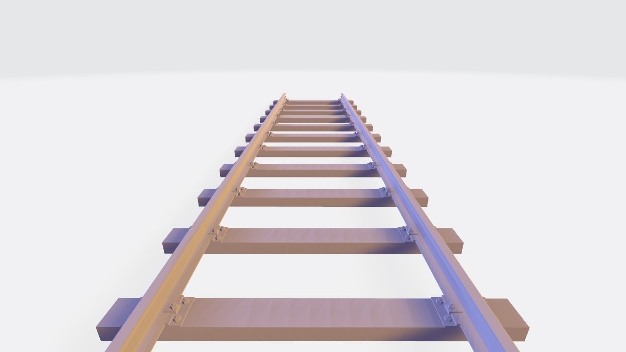 Railroad Track - Broad Gauge - Tileable Low-poly 3D model_12