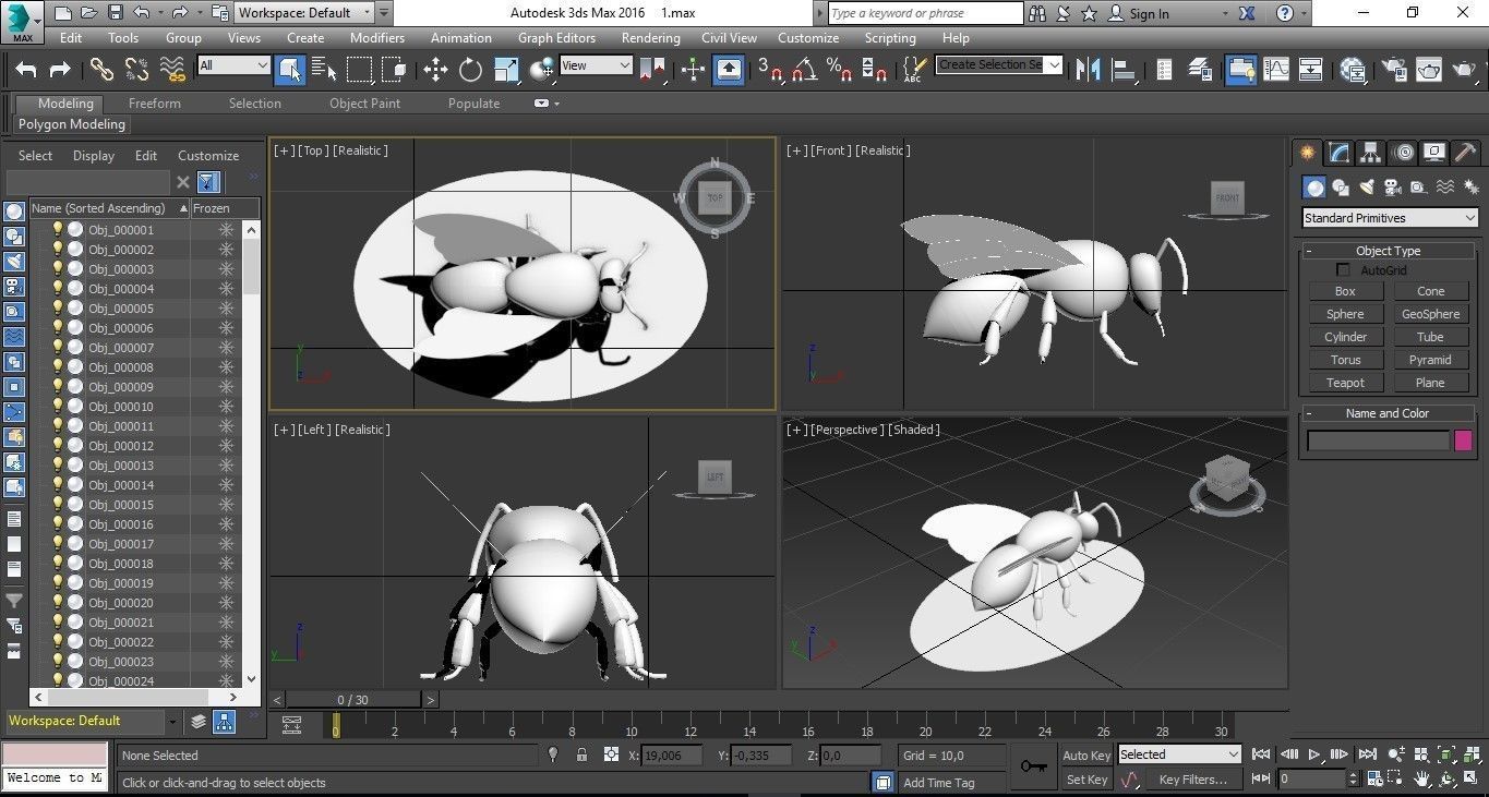 Realistic Bee Model silver 3D model_13