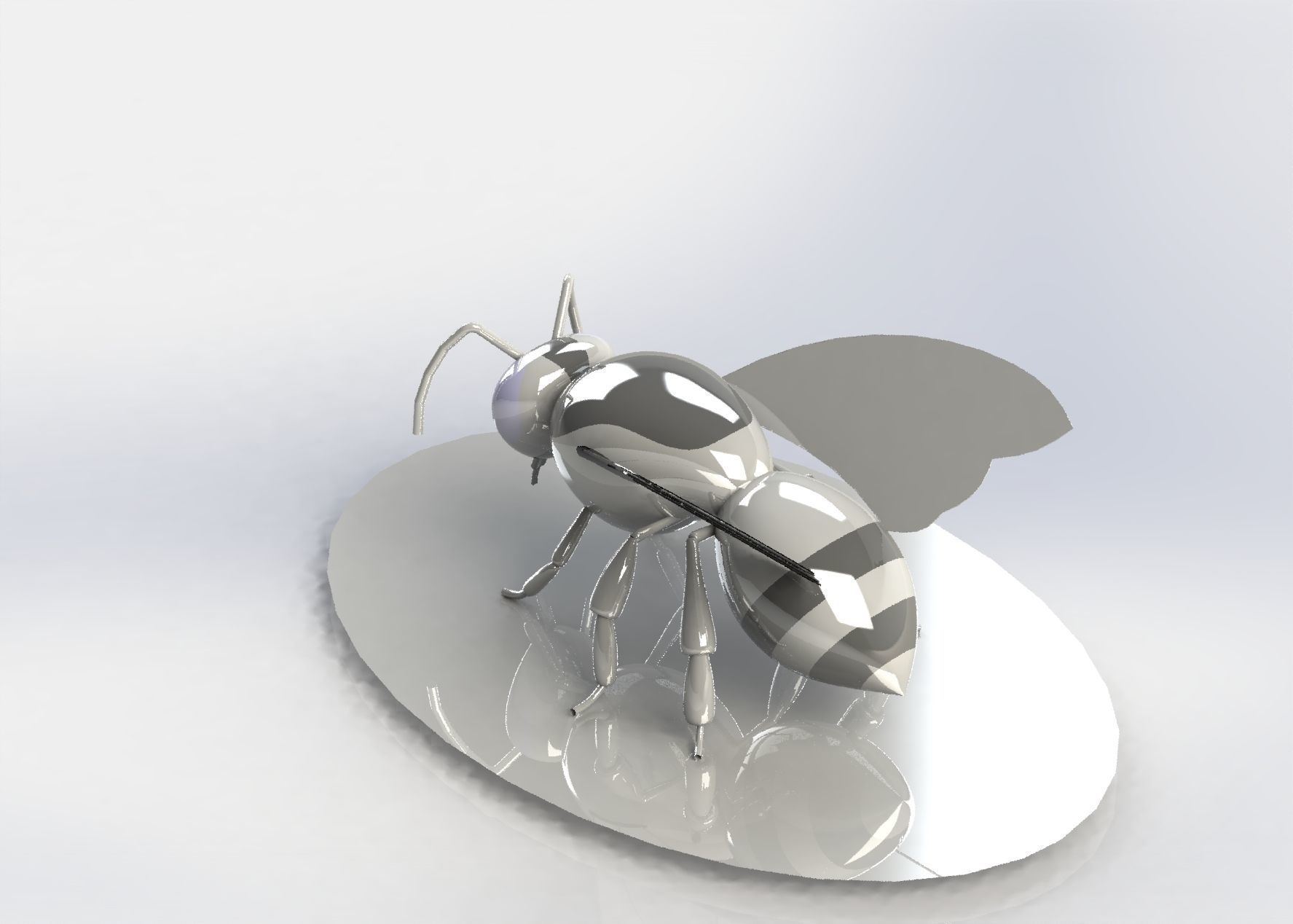 Realistic Bee Model silver 3D model_1