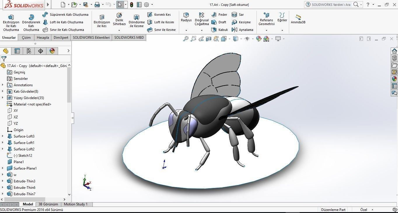 Realistic Bee Model silver 3D model_5