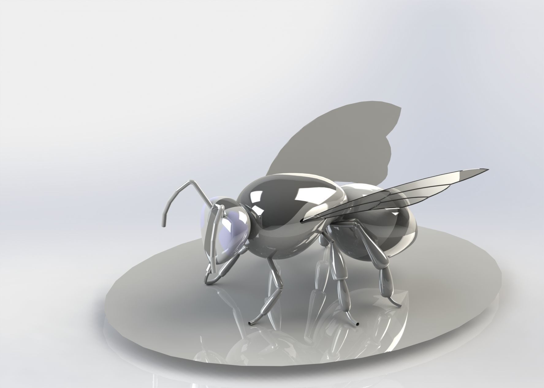 Realistic Bee Model silver 3D model_3