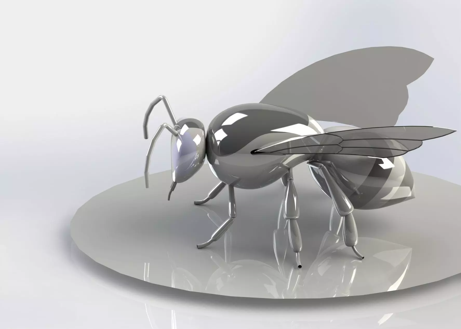 Realistic Bee Model silver 3D model_0