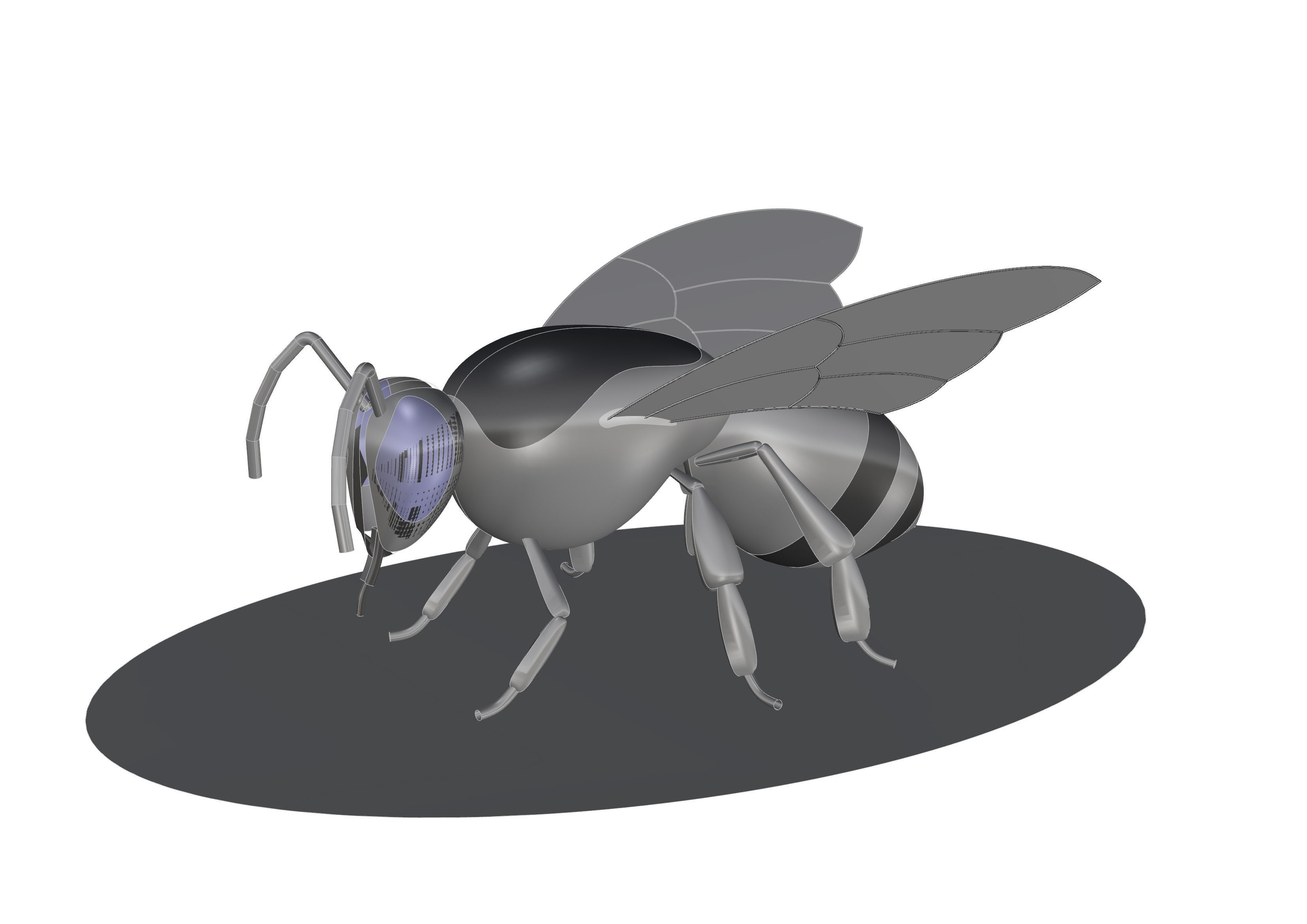 Realistic Bee Model silver 3D model_4