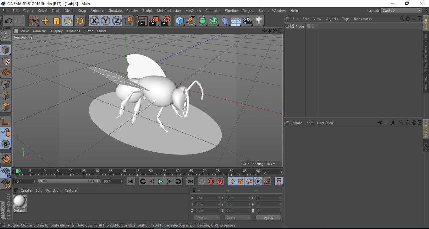 Realistic Bee Model silver 3D model_9