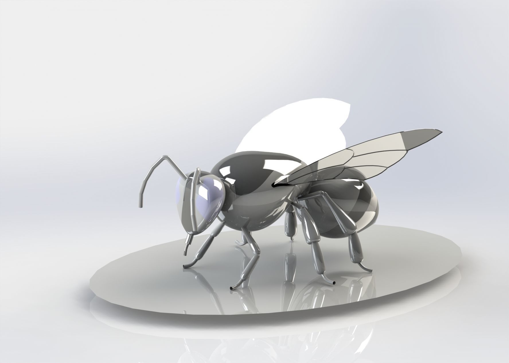 Realistic Bee Model silver 3D model_2
