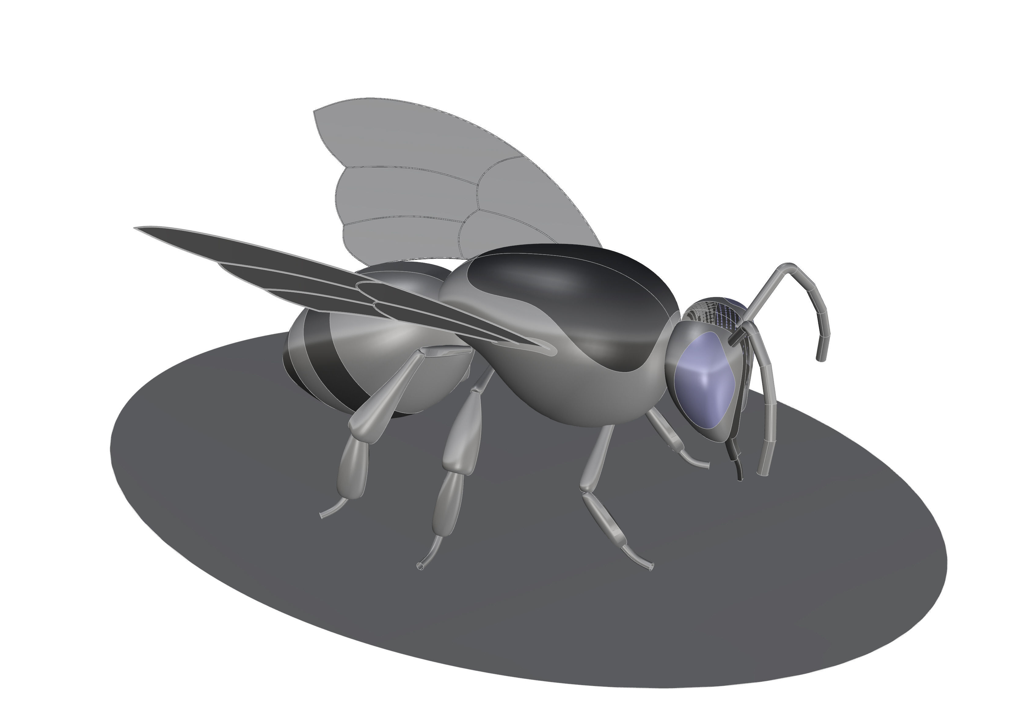 Realistic Bee Model silver 3D model_7