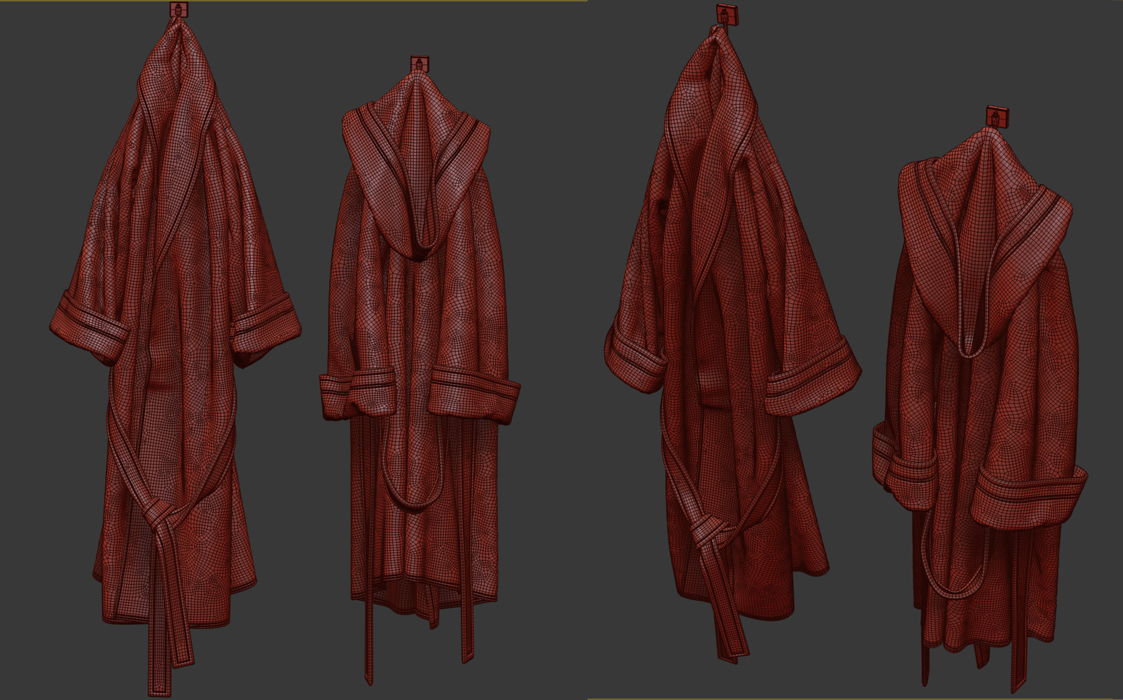 Bath set 2 3D model linen hooded robe 3D model_7