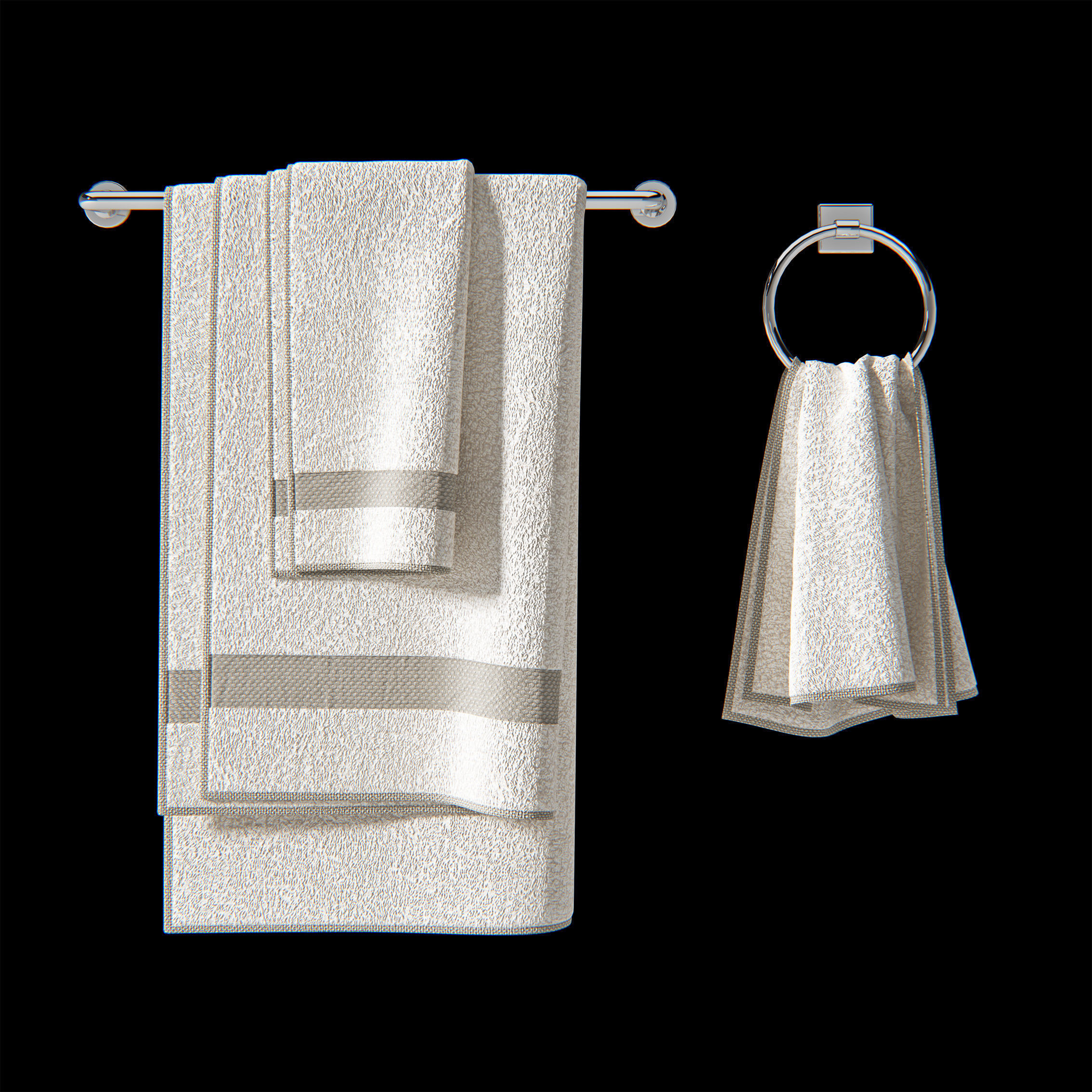 Bath set 2 3D model linen hooded robe 3D model_3