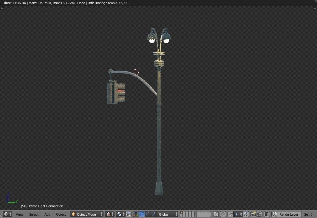 New York Manhattan Traffic light and street light Low-poly 3D model_19