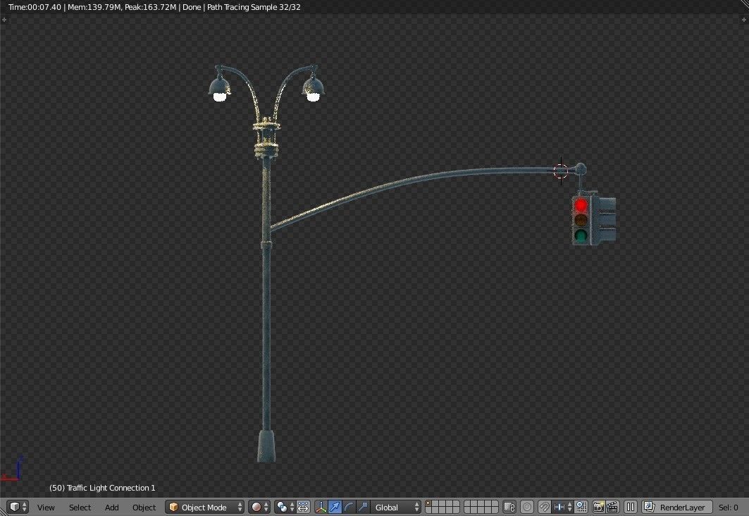 New York Manhattan Traffic light and street light Low-poly 3D model_20