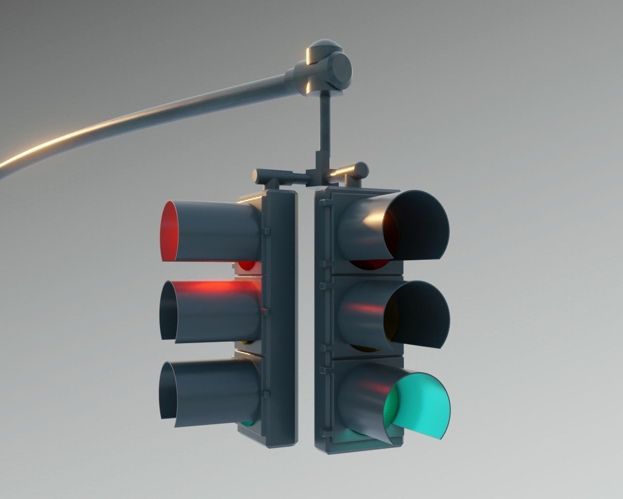 New York Manhattan Traffic light and street light Low-poly 3D model_1