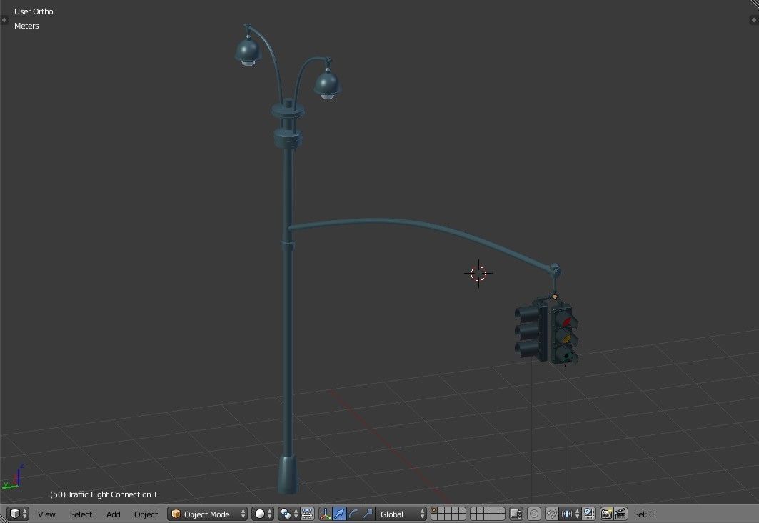 New York Manhattan Traffic light and street light Low-poly 3D model_11