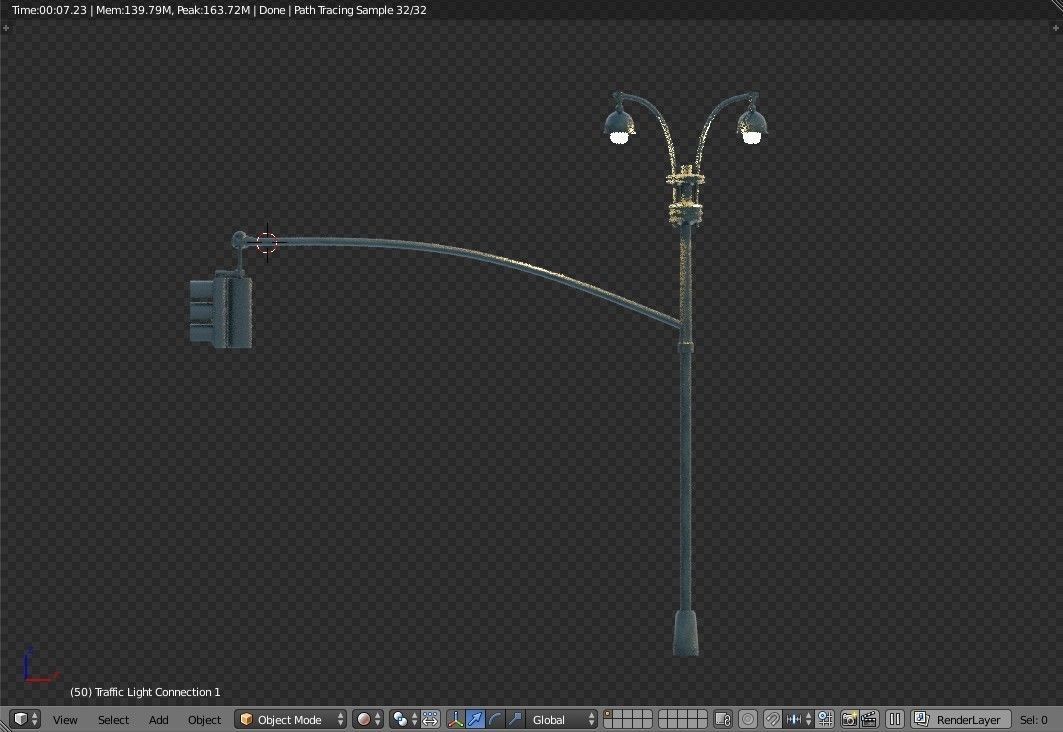 New York Manhattan Traffic light and street light Low-poly 3D model_21