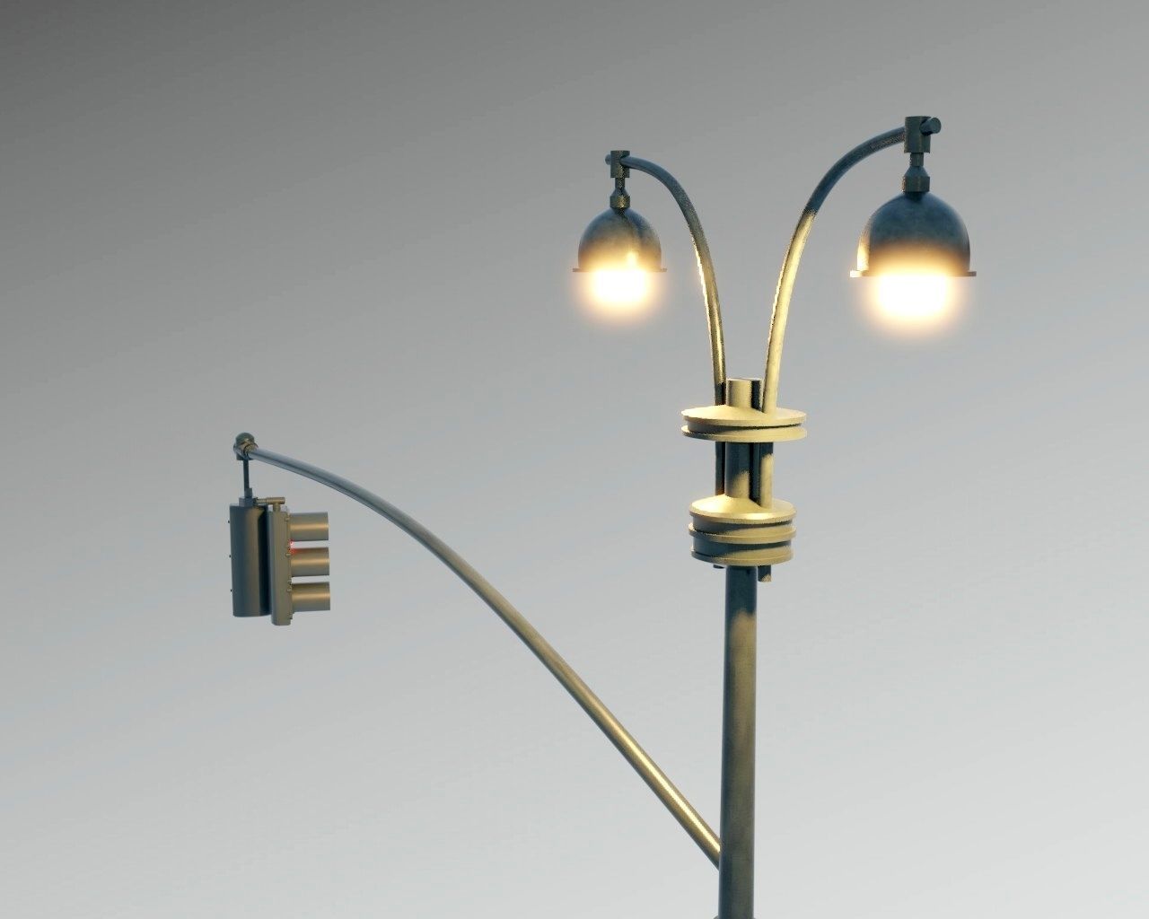 New York Manhattan Traffic light and street light Low-poly 3D model_6