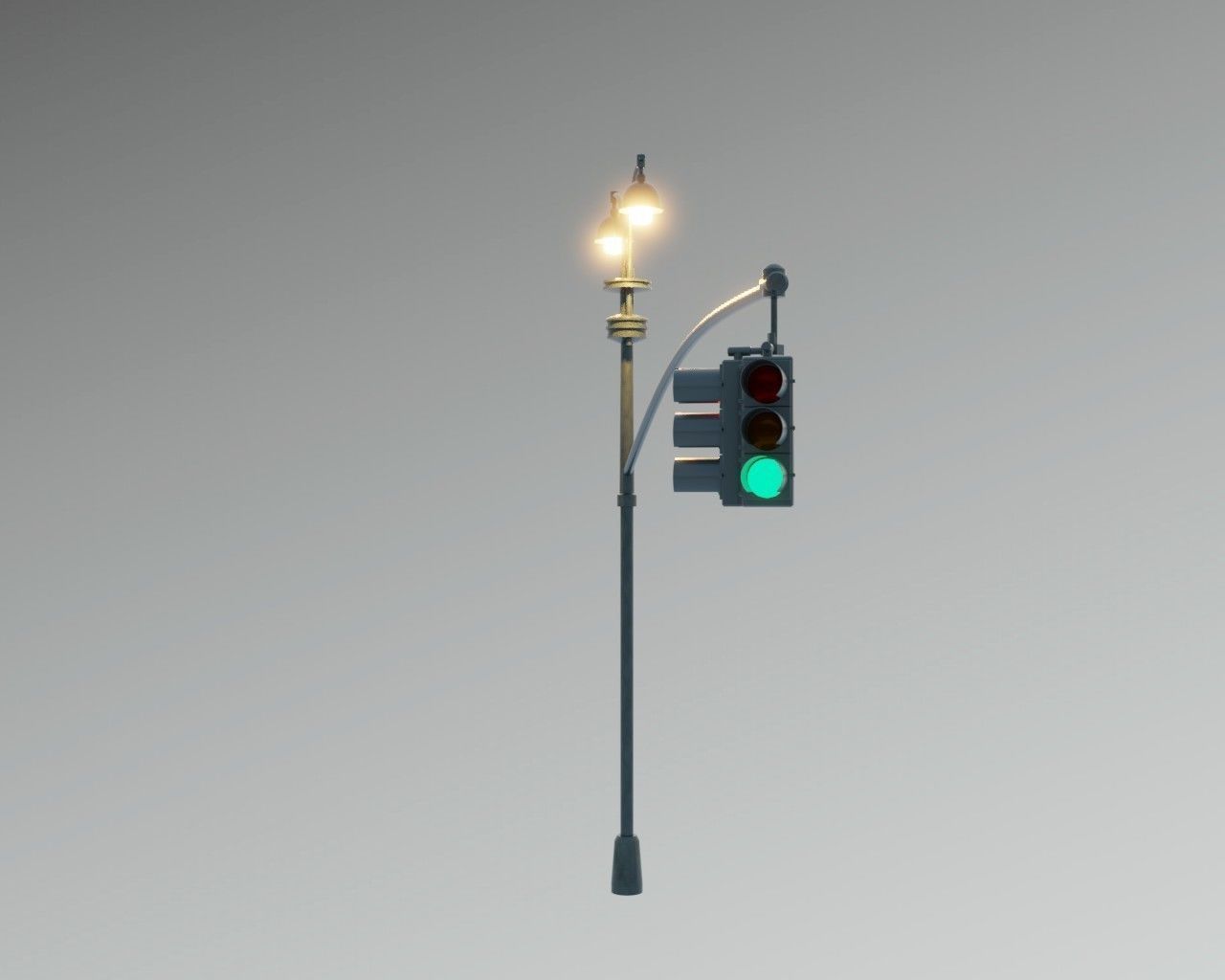 New York Manhattan Traffic light and street light Low-poly 3D model_4