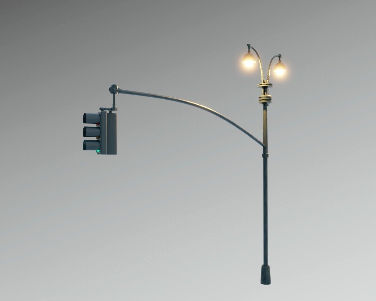 New York Manhattan Traffic light and street light Low-poly 3D model_5