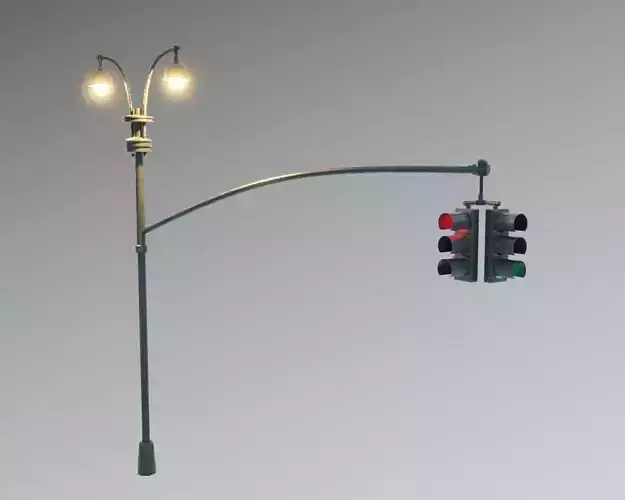 New York Manhattan Traffic light and street light Low-poly 3D model