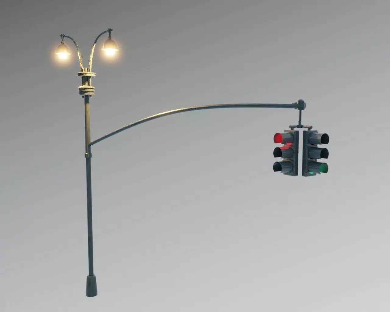 New York Manhattan Traffic light and street light Low-poly 3D model_0