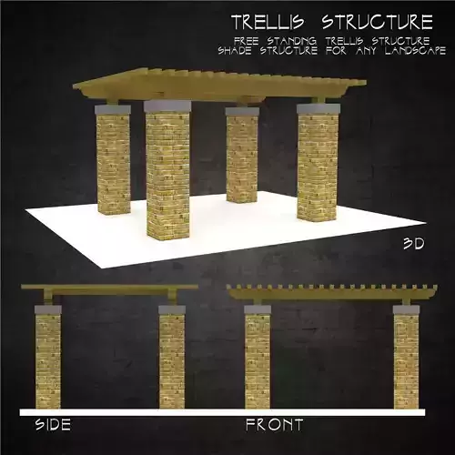 Trellis shade free standing structure landscape architecture Low-poly 3D model