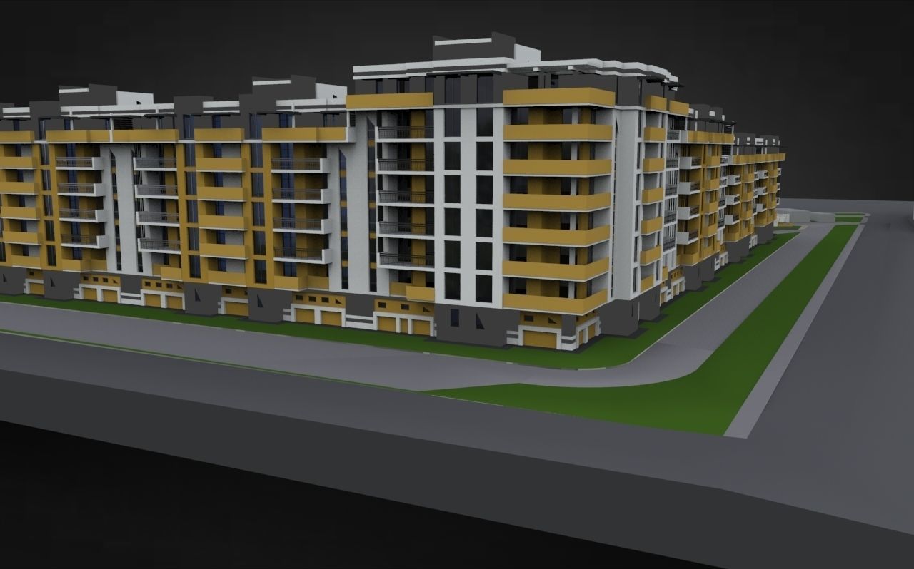 Modern Residental Complex 3D model_1