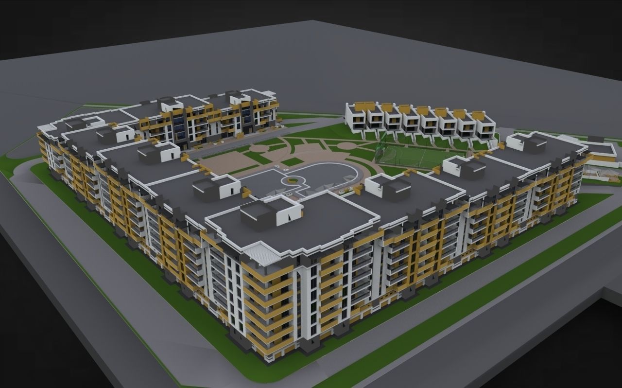 Modern Residental Complex 3D model_9