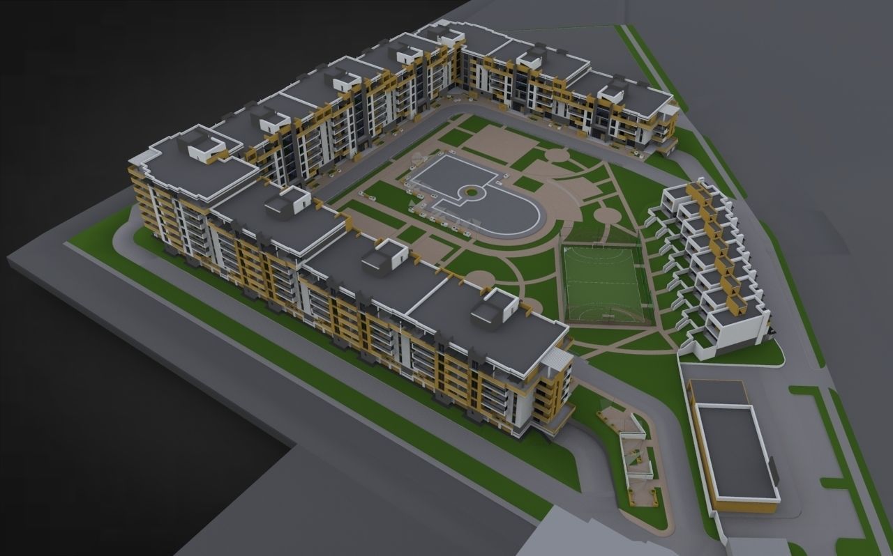 Modern Residental Complex 3D model_7