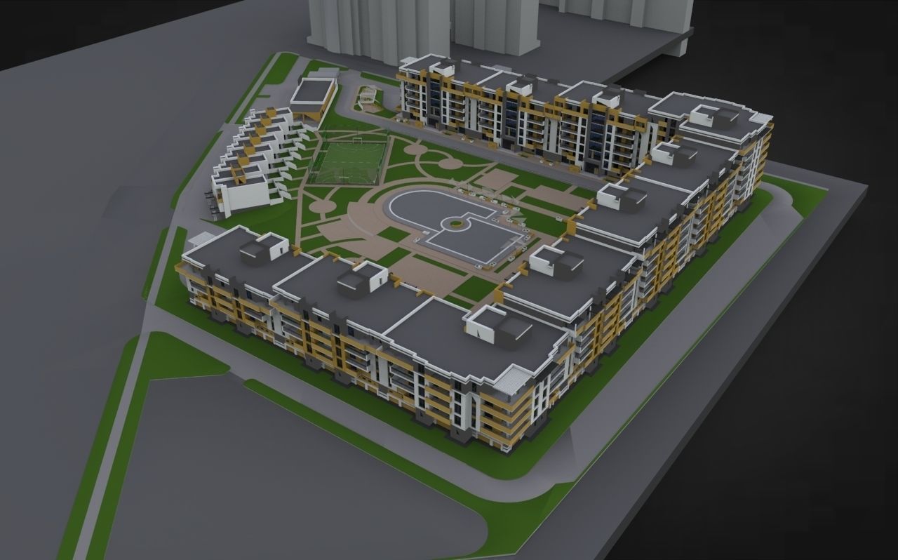Modern Residental Complex 3D model_3