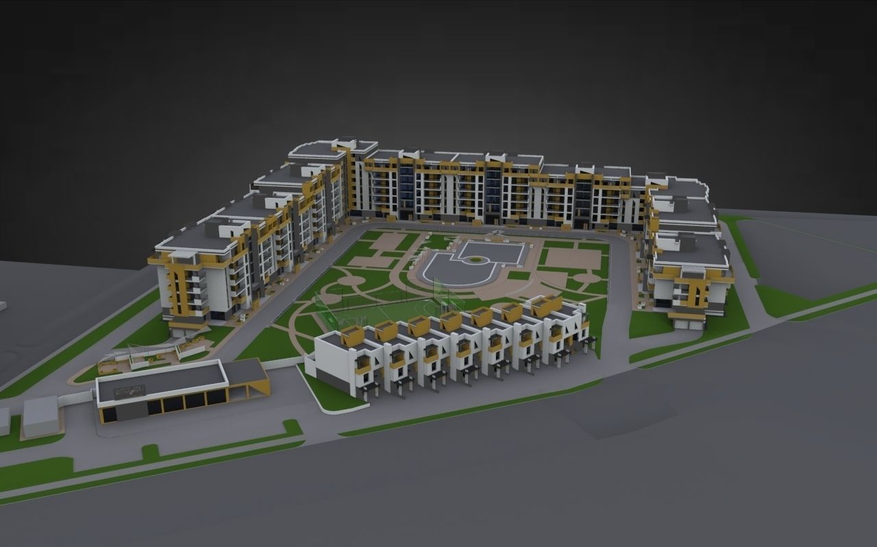 Modern Residental Complex 3D model_2