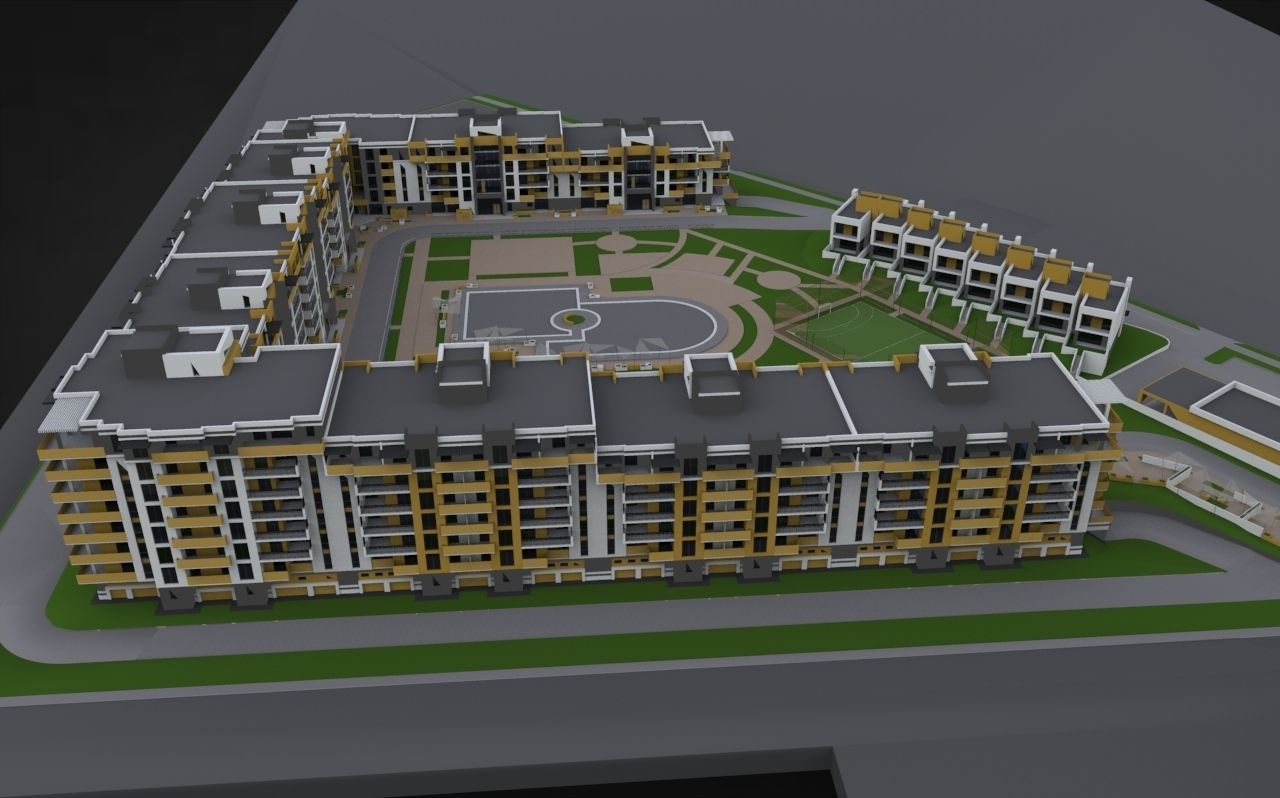 Modern Residental Complex 3D model_8