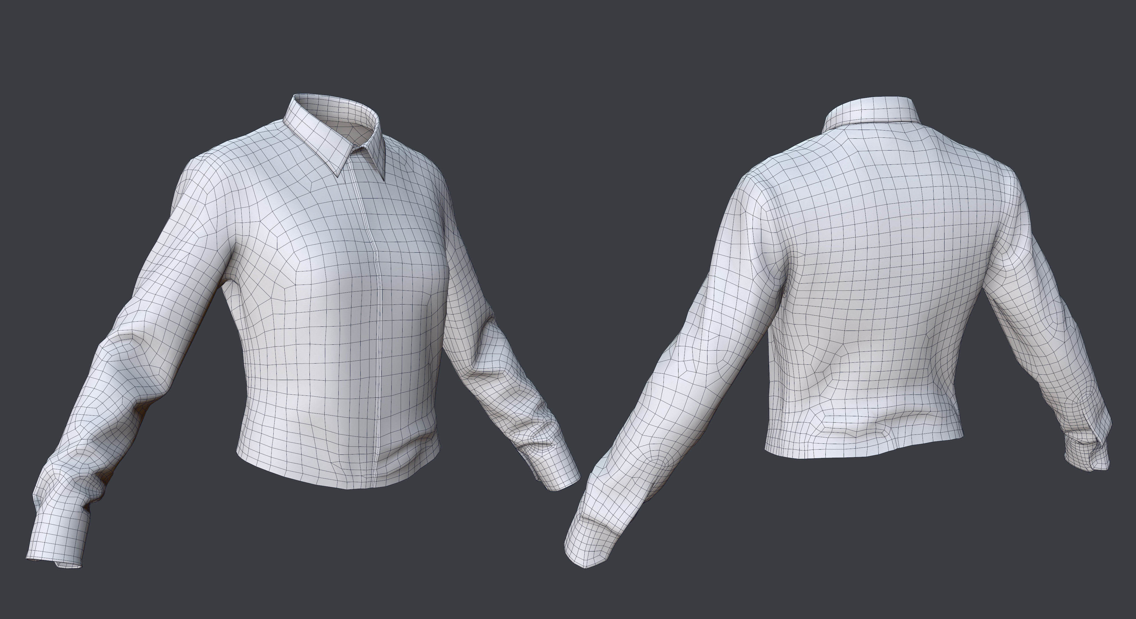 Female - Shirt - 2 Low-poly 3D model_5