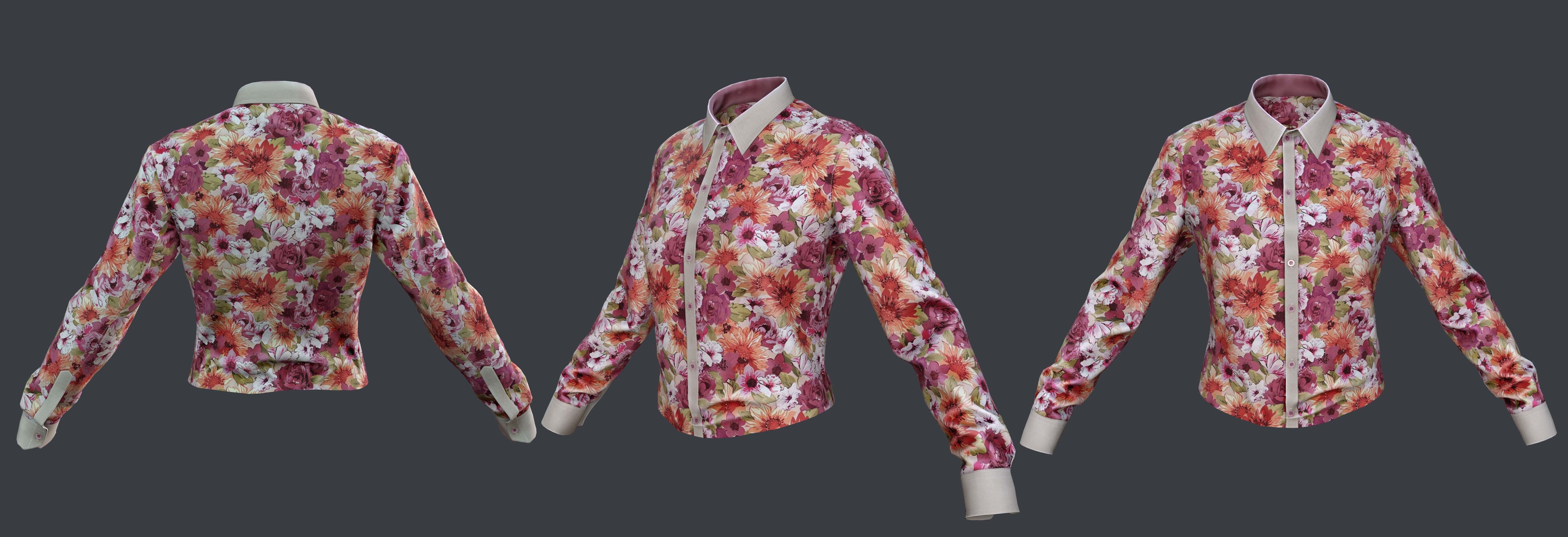 Female - Shirt - 2 Low-poly 3D model_6