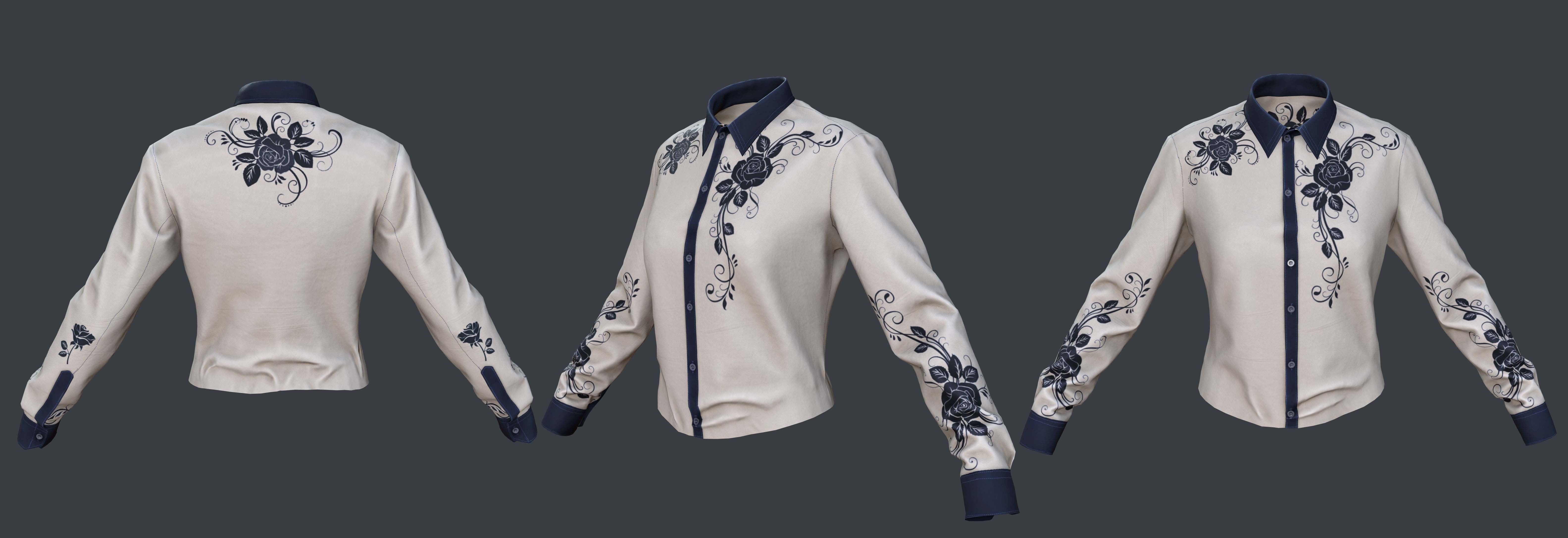 Female - Shirt - 2 Low-poly 3D model_1