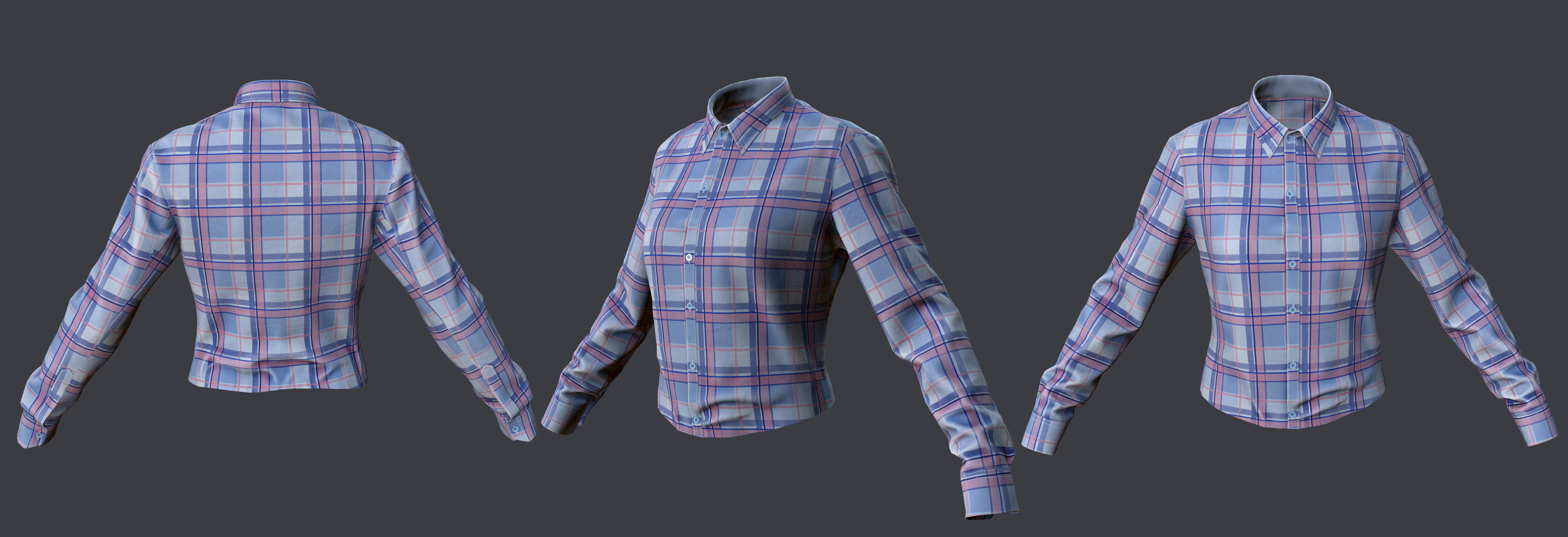 Female - Shirt - 2 Low-poly 3D model_3