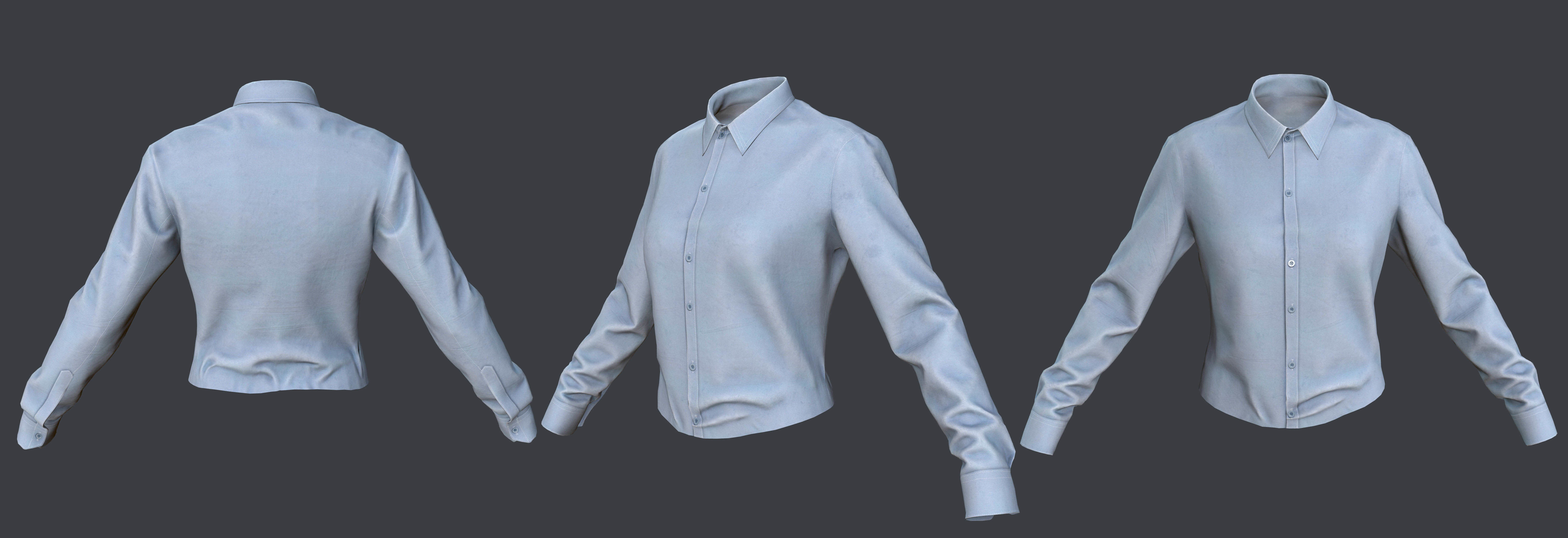 Female - Shirt - 2 Low-poly 3D model_4