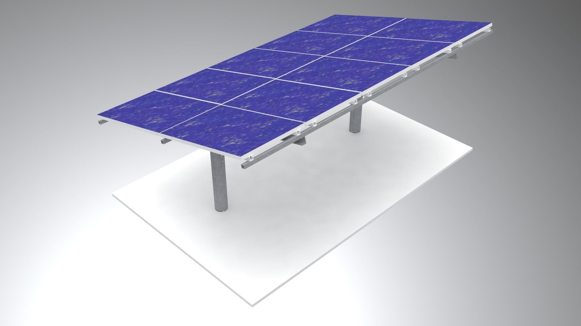 Solar panels stand alone structure steel column with base Low-poly 3D model_4