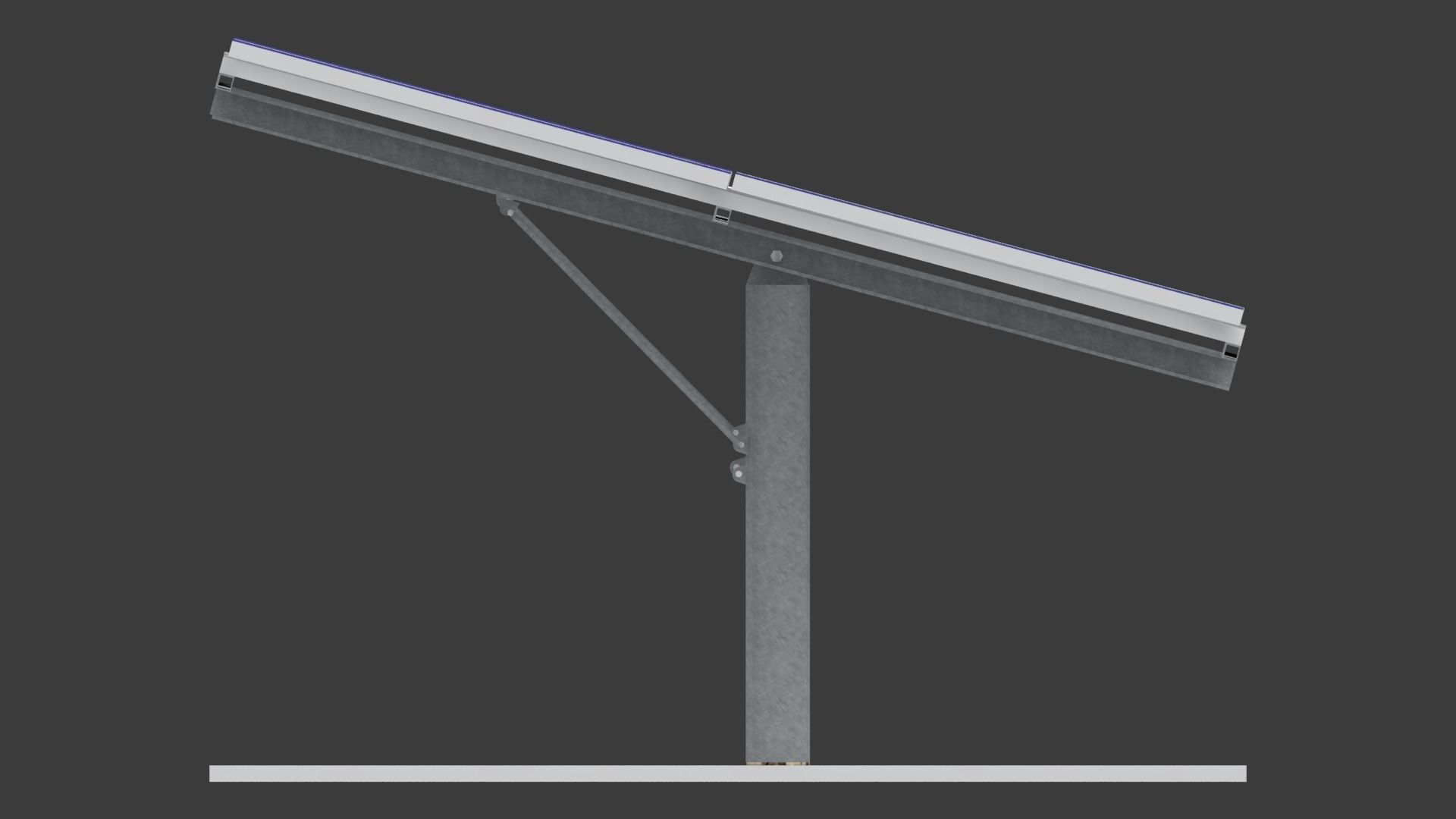 Solar panels stand alone structure steel column with base Low-poly 3D model_1