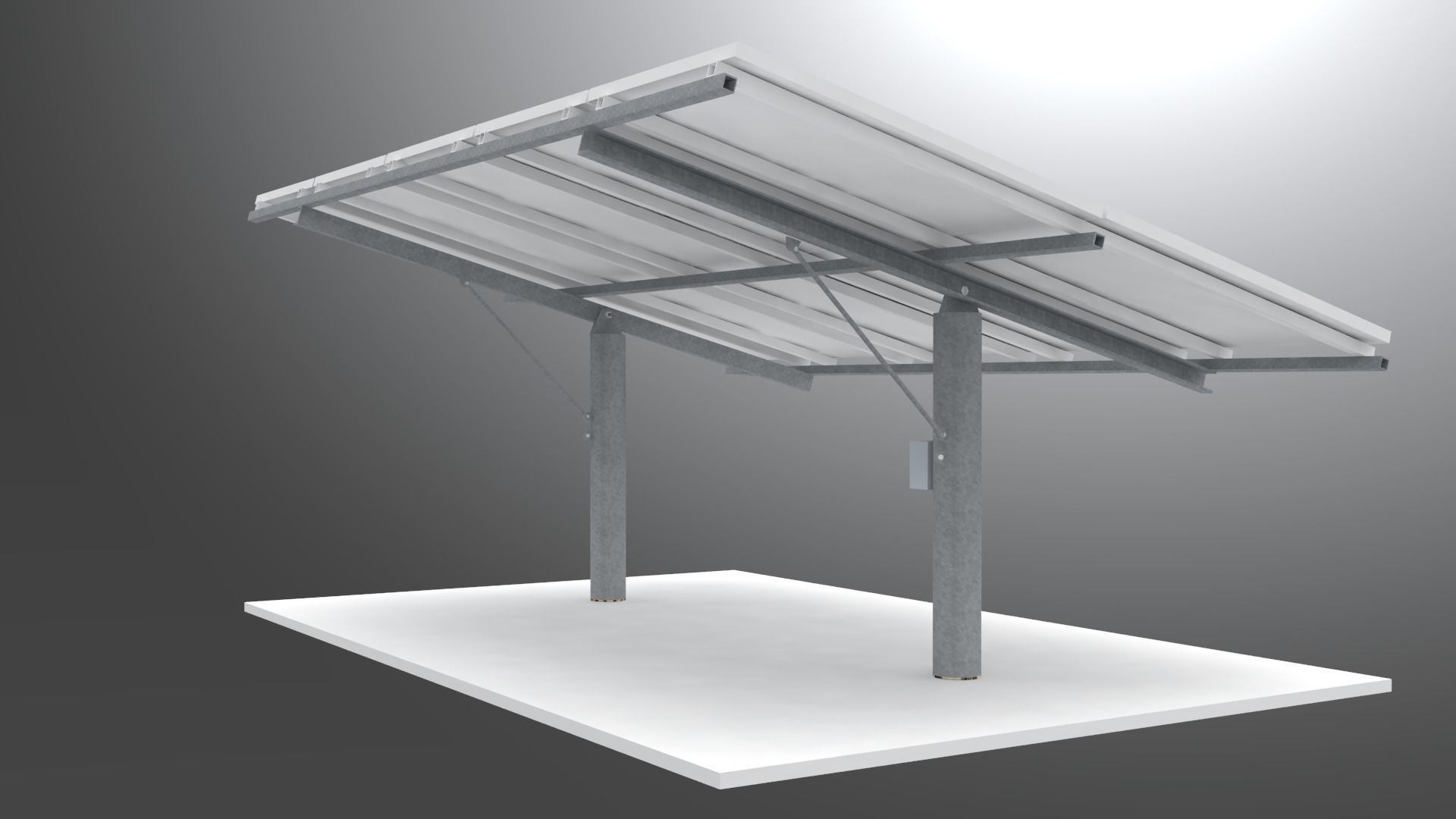 Solar panels stand alone structure steel column with base Low-poly 3D model_2